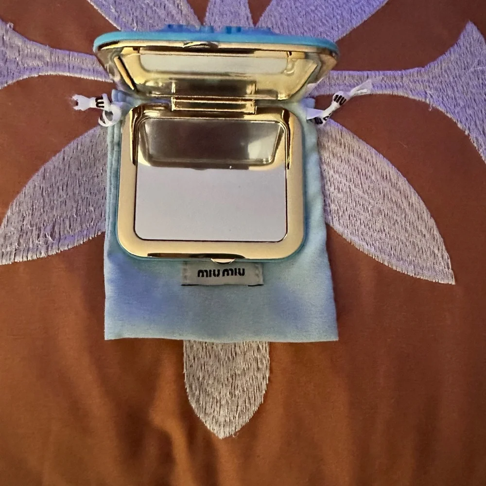 Miu Miu Blue Compact Double Sided Mirror Case - Picture 2 of 2